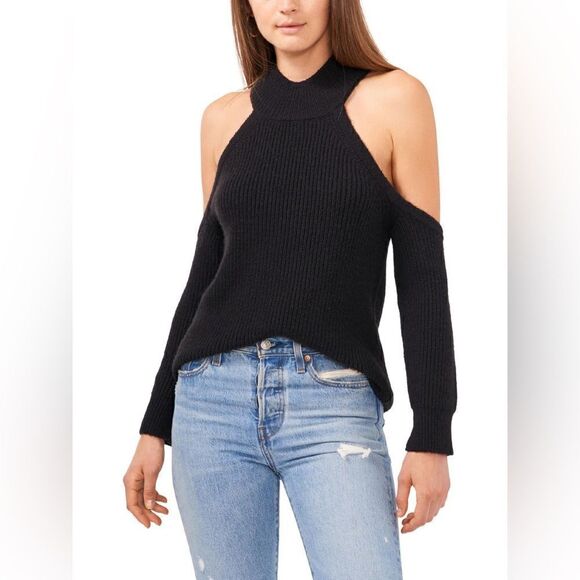 1. State Black Halter Neck Cut Out Sweater Women Size L - Picture 1 of 9